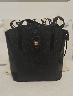Vintage Gianni Versace Medusa Black Sparkley Tote Bag